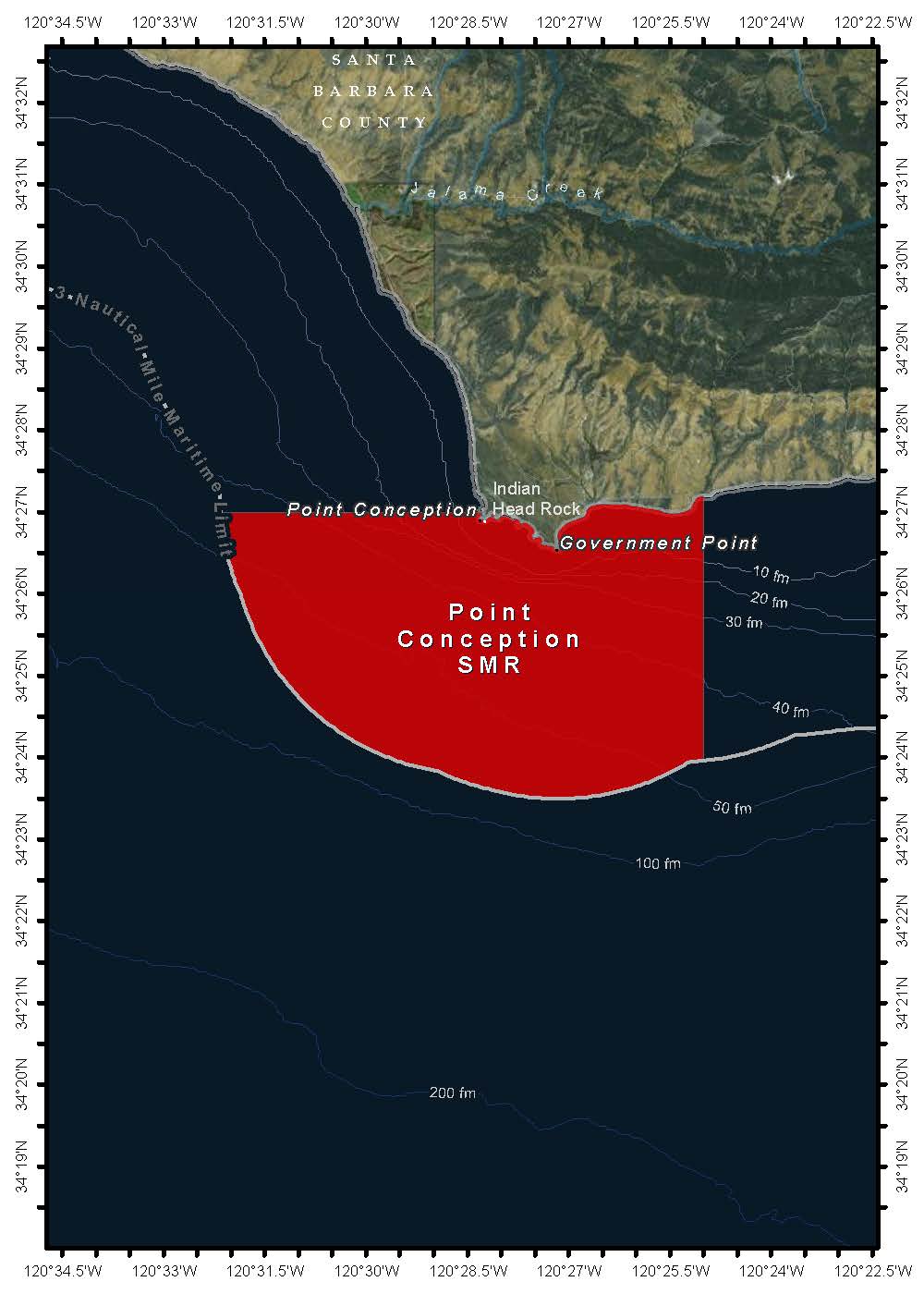Map of Point Conception State Marine Reserve - click to enlarge in new tab
